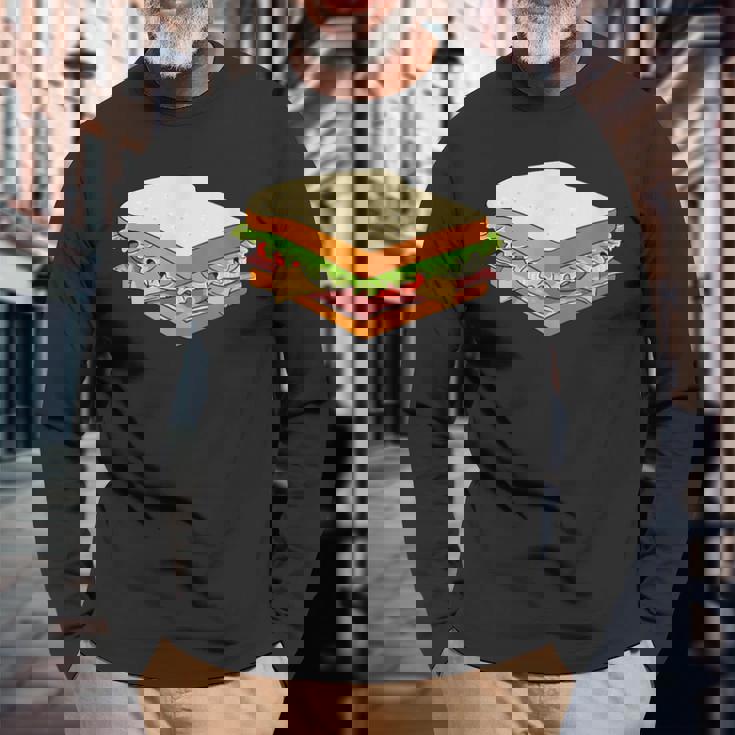 ハム&チーズサンドイッチ 長袖Tシャツ 高齢者への贈り物