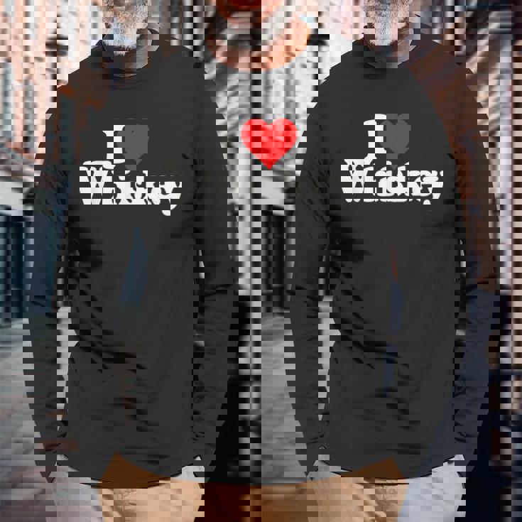 ハートウイスキーウイスキーが大好き 長袖Tシャツ 高齢者への贈り物