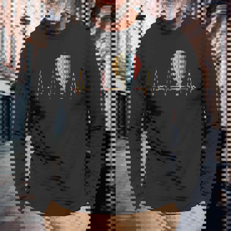 ハートビート熱気球 長袖Tシャツ 高齢者への贈り物