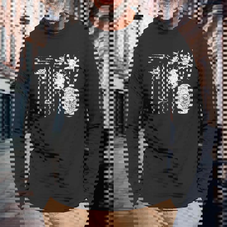 バイキング 戦士装備 剣 兜 斧 角 ヴァルハラ 長袖Tシャツ 高齢者への贈り物