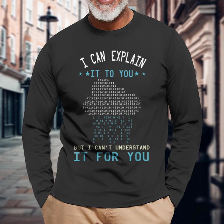 バイナリコーディング I Can Explain It コンピューターコーディングプログラマー 長袖Tシャツ 高齢者への贈り物