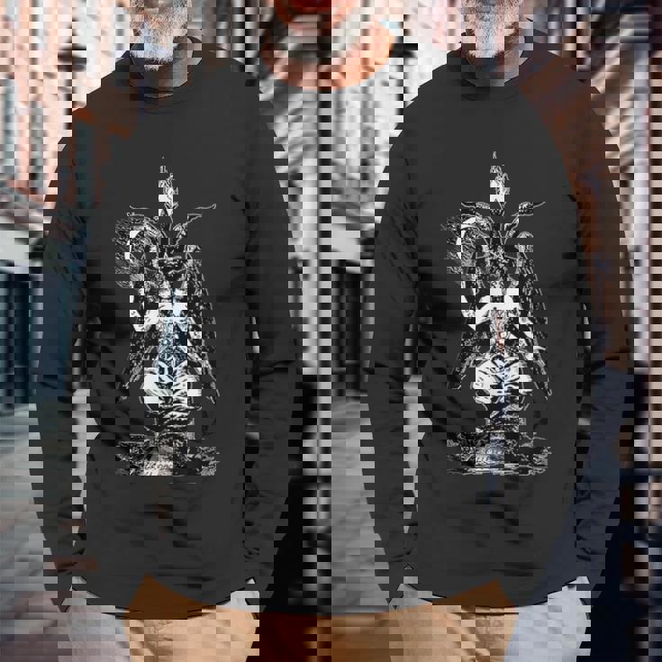 バフォメットの印章tシャツ ヤギの頭 長袖Tシャツ 高齢者への贈り物