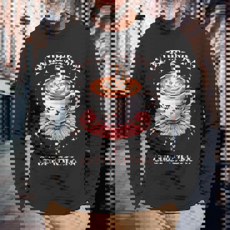 バレリーナ カプチーノ ミーム ブレイン イタリアン 長袖Tシャツ 高齢者への贈り物