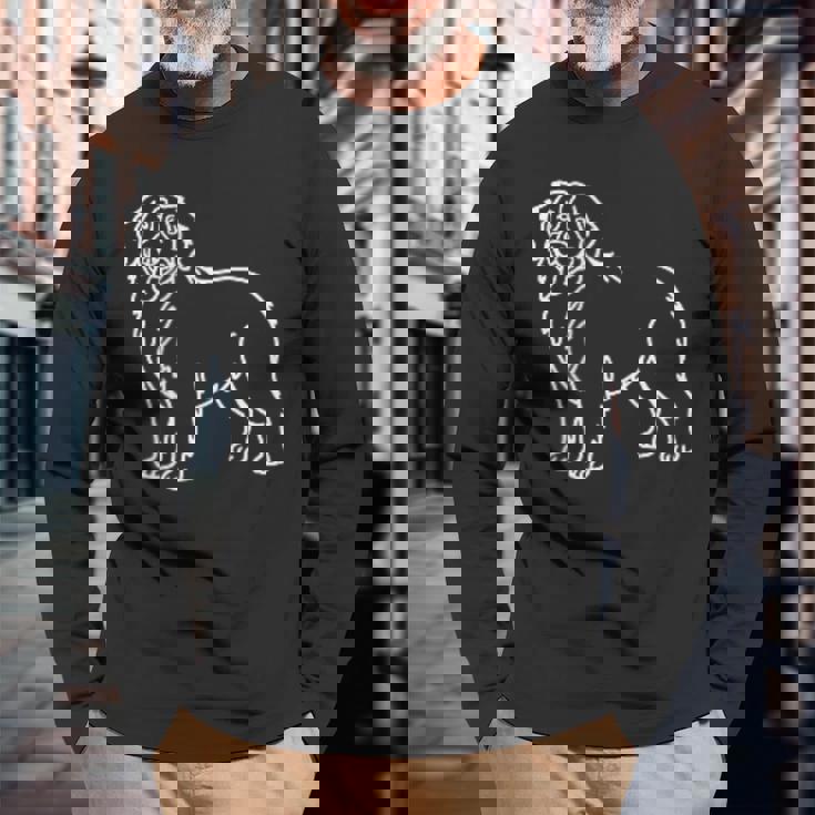 バーニーズマウンテンドッグ ミニマリストバッジ パッチラインアート 長袖Tシャツ 高齢者への贈り物