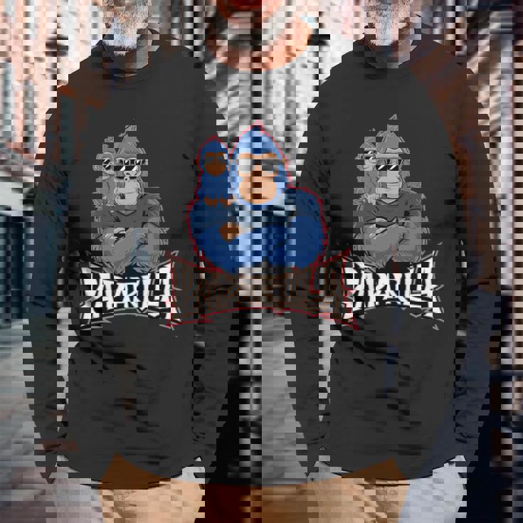 パパリラ 父娘ゴリラ 長袖tシャツ 長袖Tシャツ 高齢者への贈り物