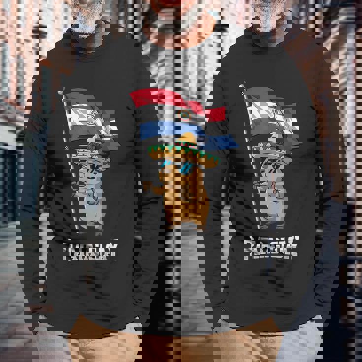 パラグアイ国旗 パラグアイのプライド 長袖Tシャツ 高齢者への贈り物