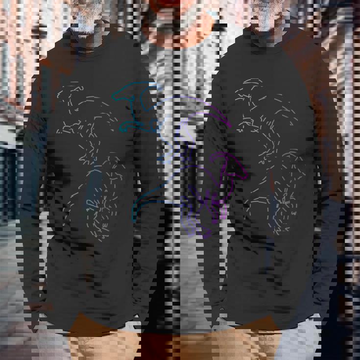 パラサウロロフィーニ ハドロサウルダエ 恐竜 パラサウロロフス 長袖Tシャツ 高齢者への贈り物