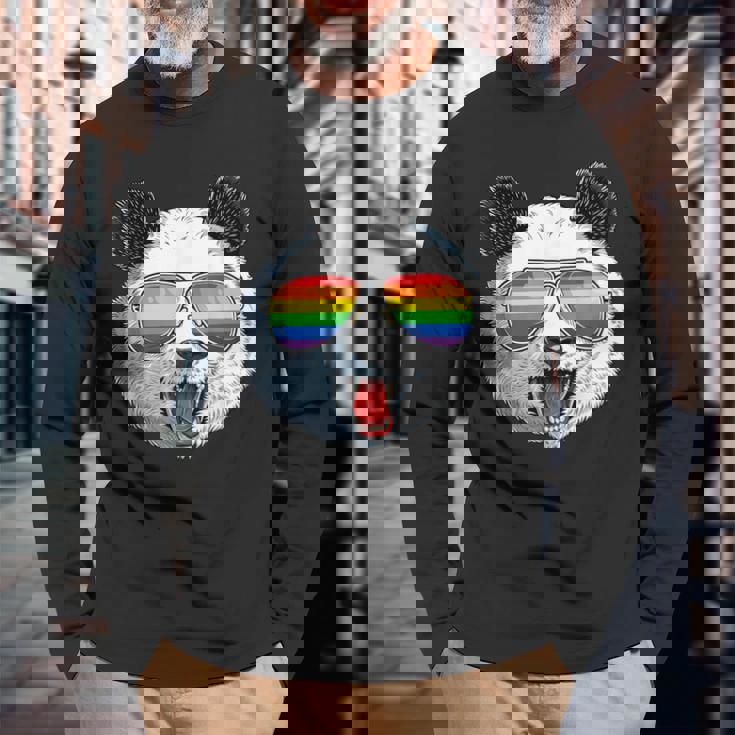 パンダ ゲイプライド Lgbt レインボーフラッグ サングラス Lgbtqギフト 長袖Tシャツ 高齢者への贈り物