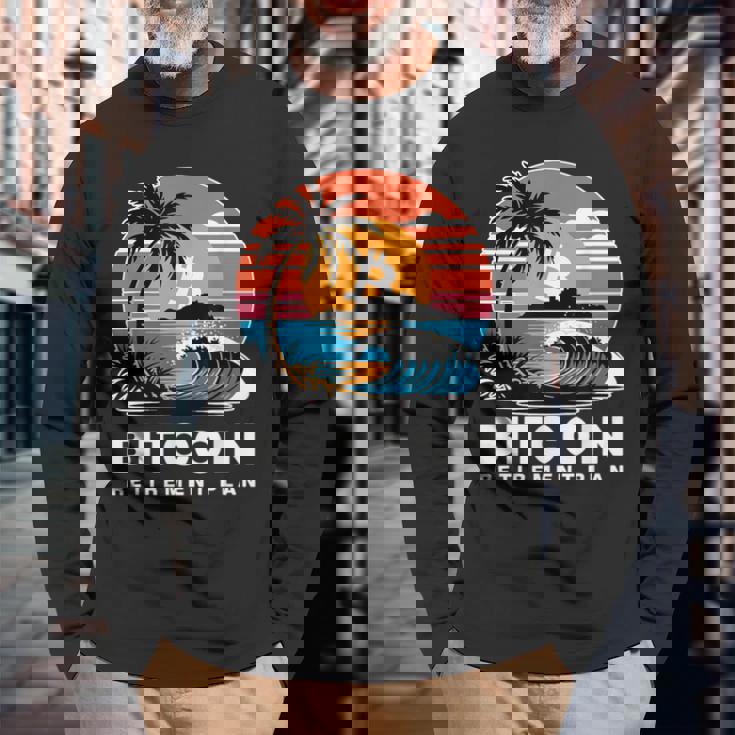 ビットコイン退職プラン Btc暗号取引 暗号通貨 長袖Tシャツ 高齢者への贈り物