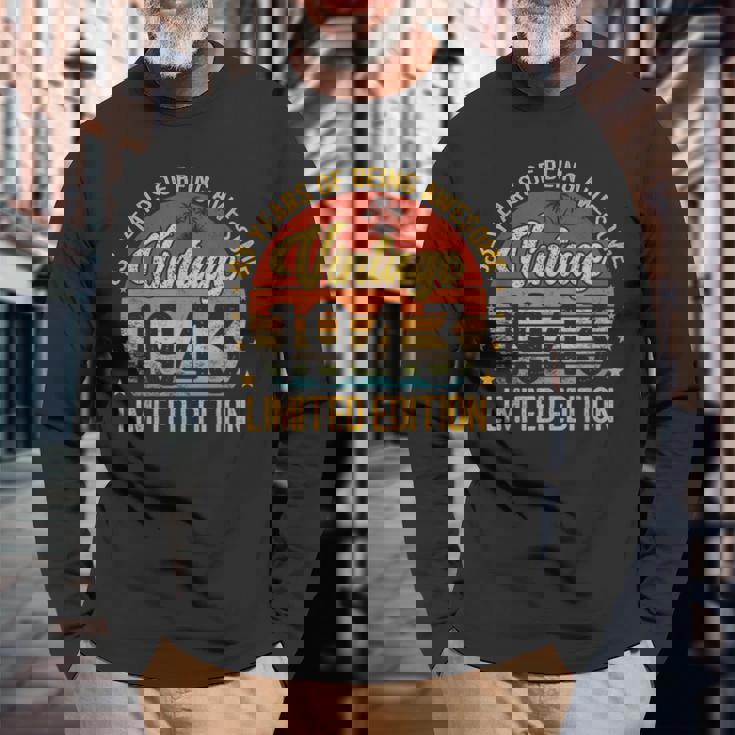 ビンテージ 83 誕生日デコレーション メンズ 83歳 1943 83歳の誕生日 長袖Tシャツ 高齢者への贈り物