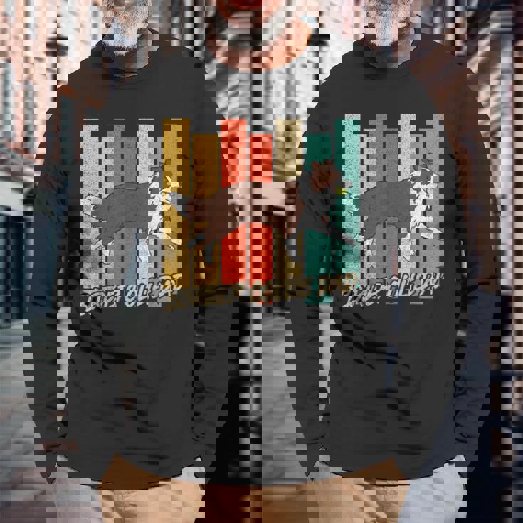 ビンテージ レッドボーダーコリー 犬 お父さん 犬 飼い主 父の日 長袖Tシャツ 高齢者への贈り物