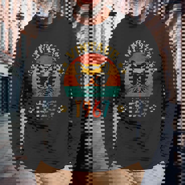 ビンテージファニーキャットシャツ 誕生日プレゼント 1967 メンズ レディース 59歳 長袖Tシャツ 高齢者への贈り物