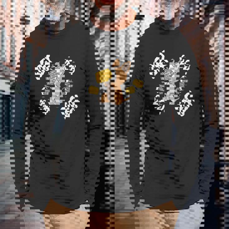 ビールチワワ 犬 長袖Tシャツ 高齢者への贈り物