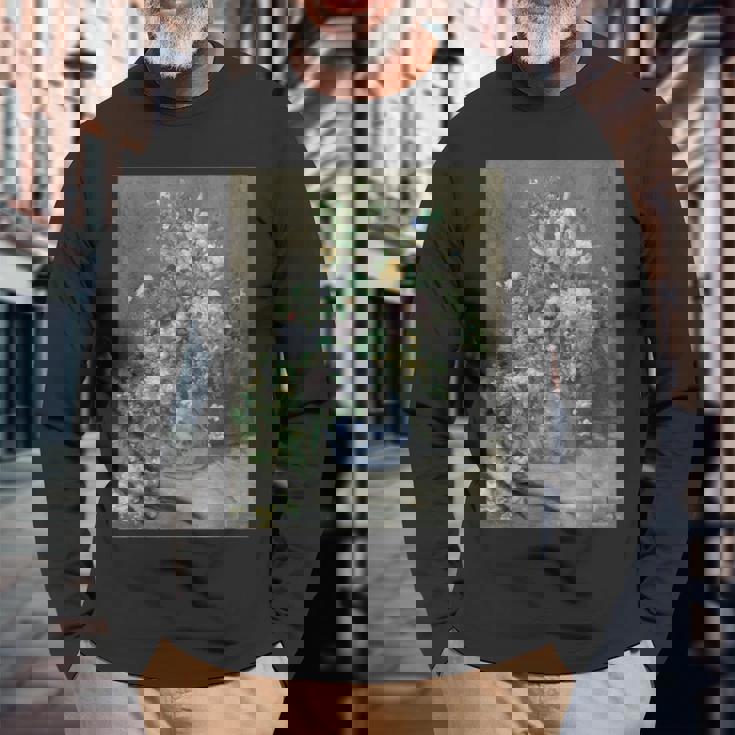 ピエール・オーギュスト ルノワールのスプリングブーケ 長袖Tシャツ 高齢者への贈り物