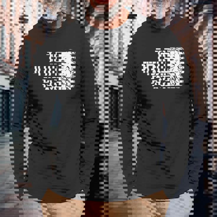 ピットブルフェイス ファニー ドッグ ピットブル 長袖Tシャツ 高齢者への贈り物