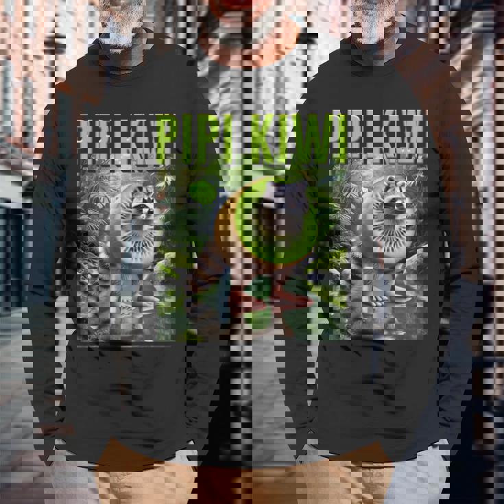 ピピ キウイ アライグマ Ai モンスター イタリアン ブレイン ロット ボーイ ミーム ジョーク 長袖Tシャツ 高齢者への贈り物