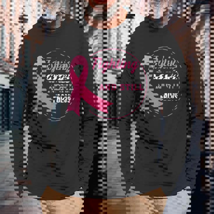 ピンクリボン 乳がん 長袖Tシャツ 高齢者への贈り物