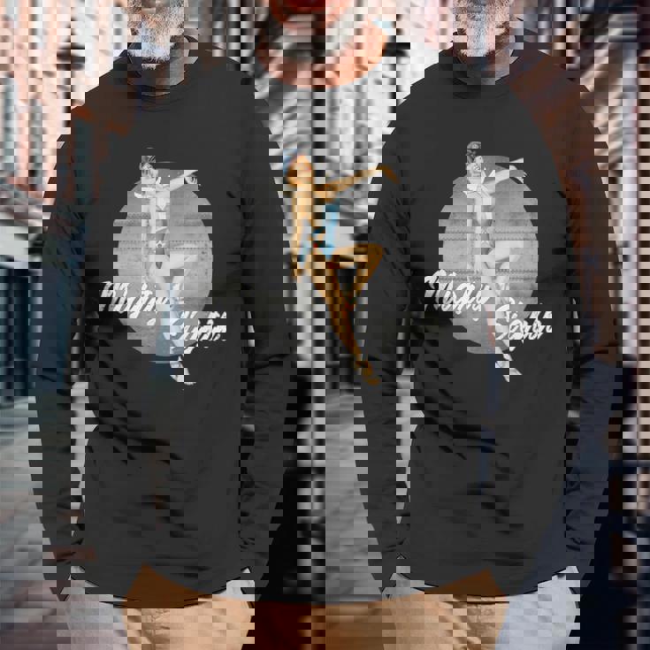 ピンナップガールww2「マイティエイツ」レトロヴィンテージ 長袖Tシャツ 高齢者への贈り物