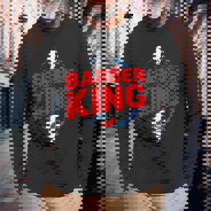 ファニー バーバー キング ヘアスタイリスト ヘアドレッサー バーバーショップ ポール 長袖Tシャツ 高齢者への贈り物