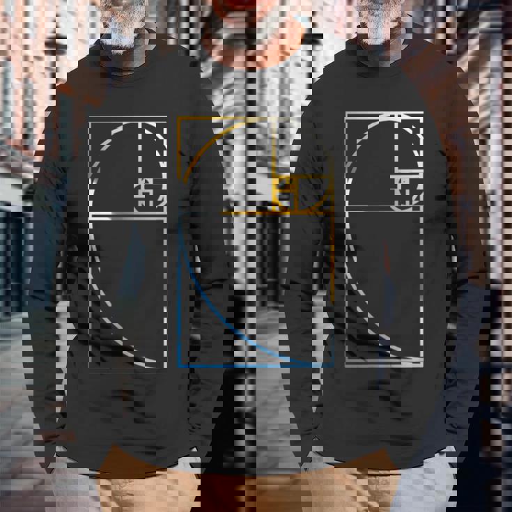 フィボナッチ 黄金比 幾何学 数学 長袖Tシャツ 高齢者への贈り物