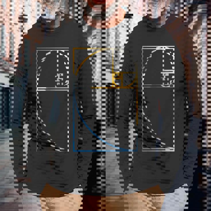 フィボナッチ黄金比幾何学数学tシャツ 長袖tシャツ 長袖Tシャツ 高齢者への贈り物