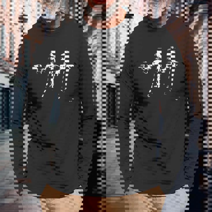 フィロソフィクション ニーチェ＆マルクス 哲学者映画パロディ 長袖Tシャツ 高齢者への贈り物