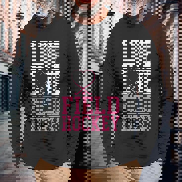 フィールドホッケー ライブ ラブ フィールドホッケー 長袖Tシャツ 高齢者への贈り物