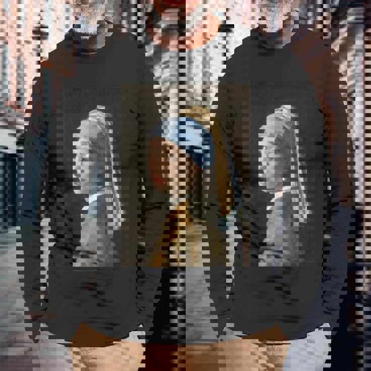 フェルメール【真珠の耳飾りの少女】贈り物 ギフト 長袖Tシャツ 高齢者への贈り物