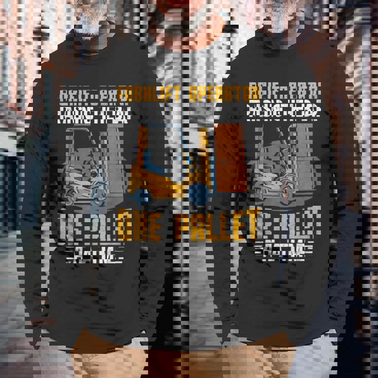フォークリフト オペレーター レイジングバー パレット フォークリフトドライバー 長袖Tシャツ 高齢者への贈り物