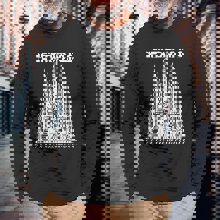 フリッツ・ラングのメトロポリス サイレントsfクラシック 長袖Tシャツ 高齢者への贈り物