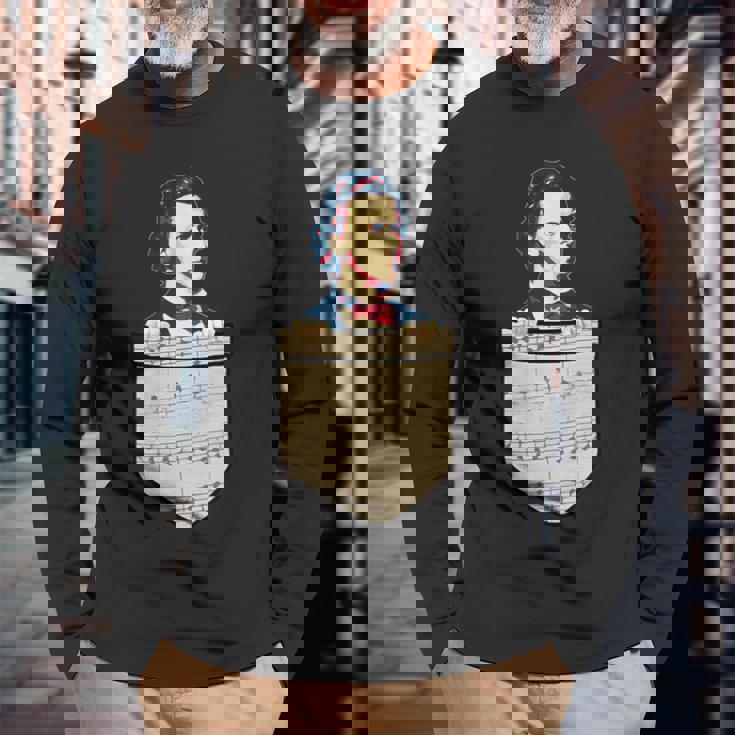 フレデリック・ショパン レトロ プロパガンダ 長袖Tシャツ 高齢者への贈り物