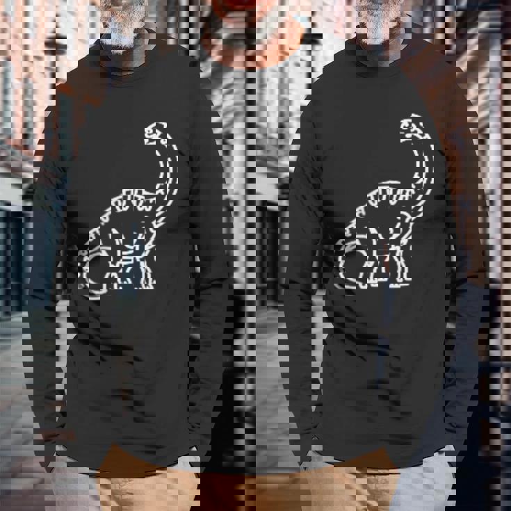 ブラキオサウルス ミニマリスト バッジ パッチライン アート 恐竜 長袖Tシャツ 高齢者への贈り物