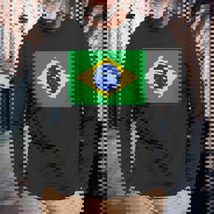 ブラジル レディース メンズ キッズ 左胸 ブラジル国旗 長袖Tシャツ 高齢者への贈り物