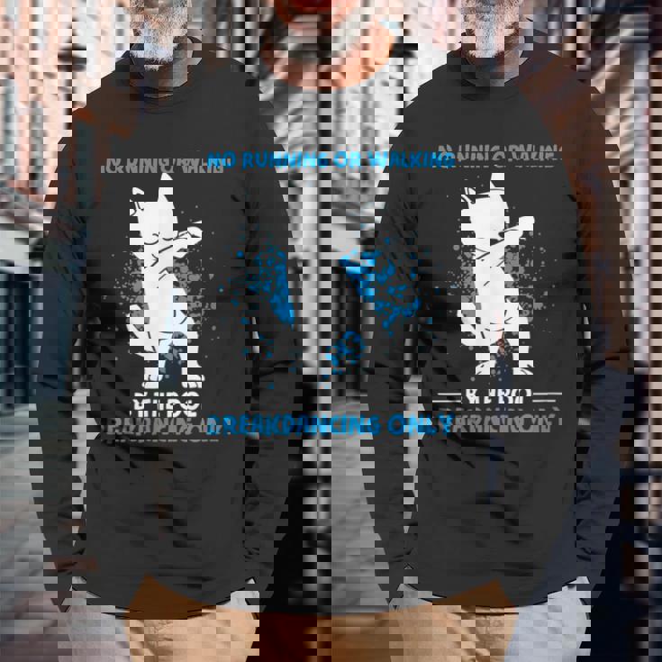 ブレイクダンス走ったり歩いたりしない面白いダンス動物 長袖Tシャツ 高齢者への贈り物