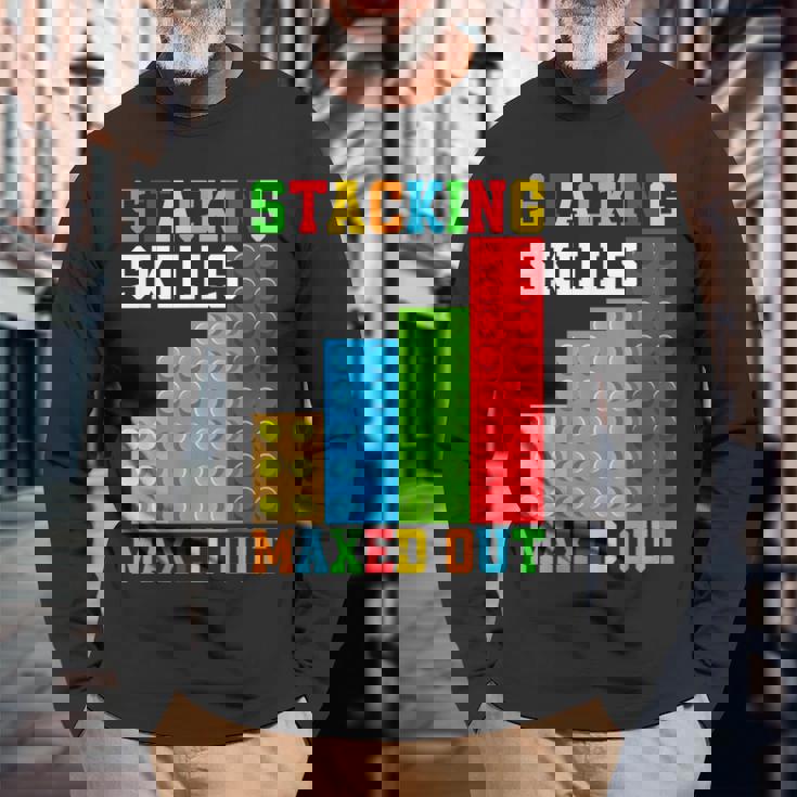 ブロックブロック-積み重ねスキルの最大化 長袖Tシャツ 高齢者への贈り物