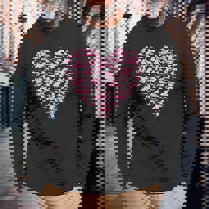 ブロブフィッシュ ラブ 深海 魚 海 動物 ハート ブロブフィッシュ 長袖Tシャツ 高齢者への贈り物