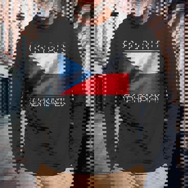 プラハtシャツ 素敵なチェコ共和国の国旗 お土産 長袖Tシャツ 高齢者への贈り物