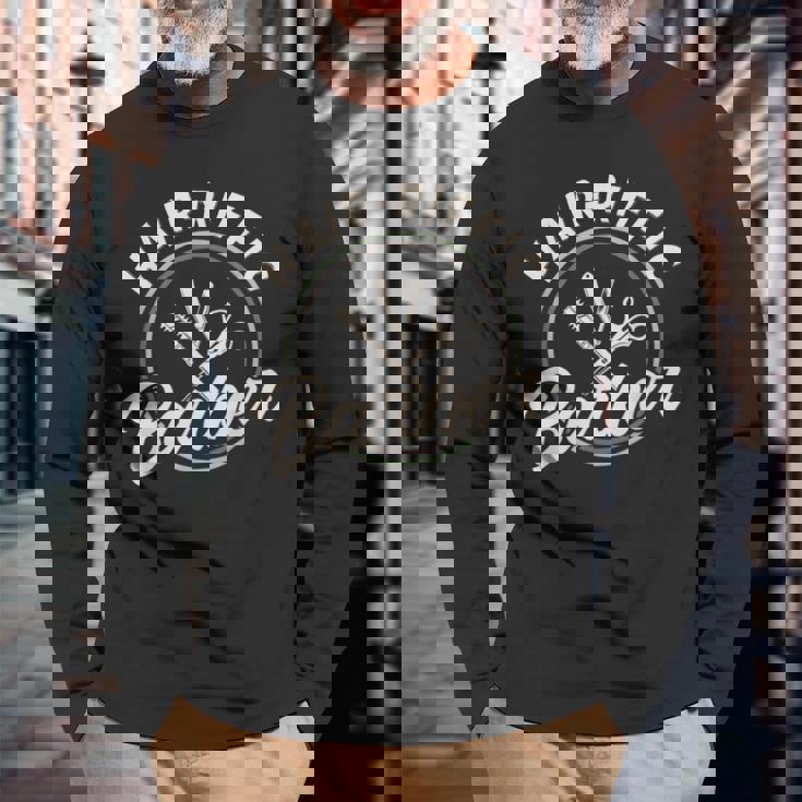 ヘアリフィク理容師美容室・ヘアサロン・美容師 長袖Tシャツ 高齢者への贈り物