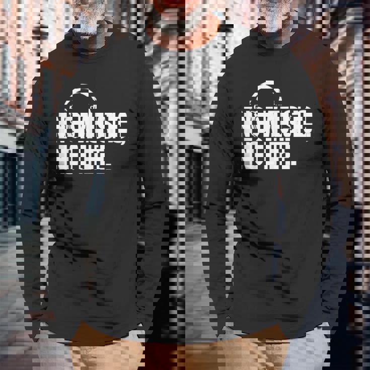 ヘッドホン No Music No Life Music Lover 長袖Tシャツ 高齢者への贈り物