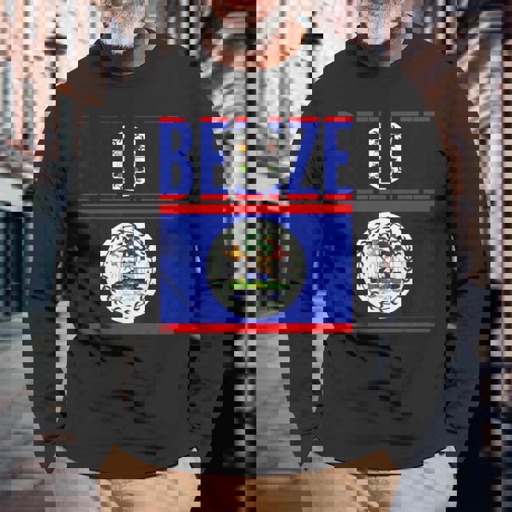 ベリーズ ベリーズの国旗 長袖Tシャツ 高齢者への贈り物