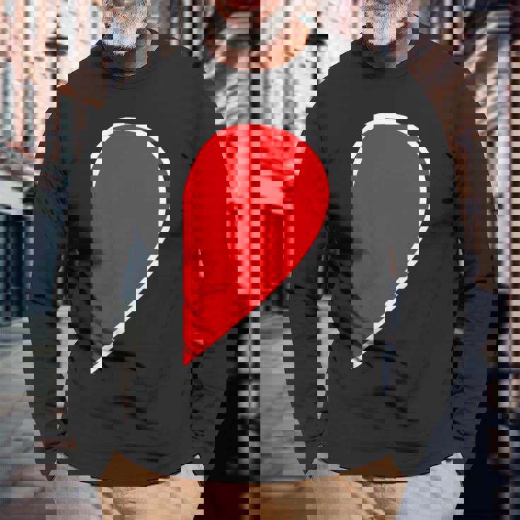 ペア ハート 親子 恋人（Right 右）（ビューティフルライフ）半分 コーデ リンク ルック かわいい 長袖Tシャツ 高齢者への贈り物