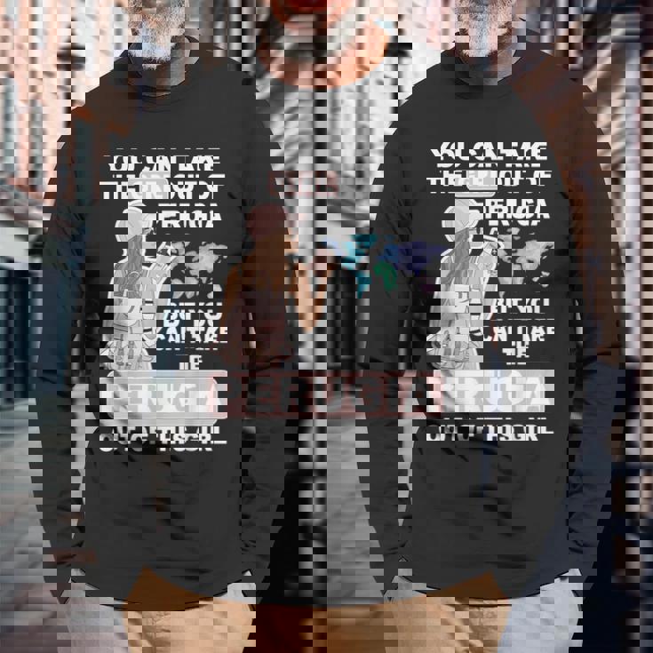 ペルージャシティのクールな少女 誇り高きペルージャガール 長袖Tシャツ 高齢者への贈り物