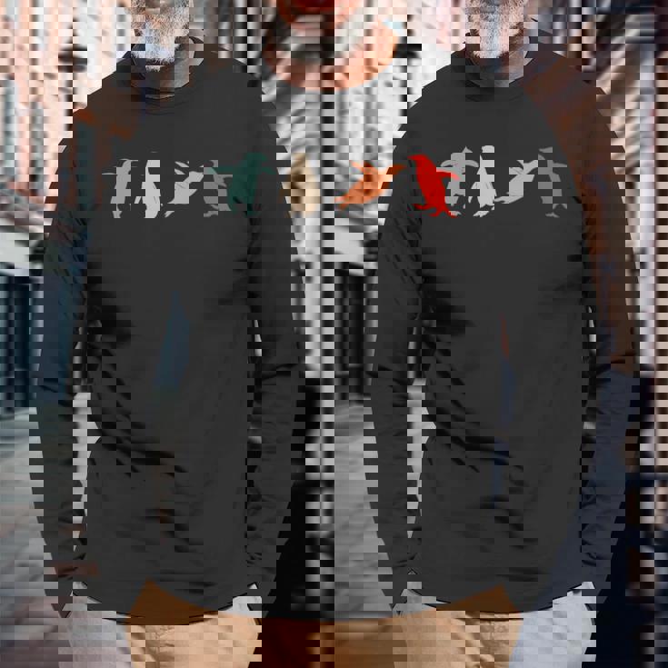 ペンギンペンギン アニマルラバーズ レトロペンギン 長袖tシャツ 長袖Tシャツ 高齢者への贈り物