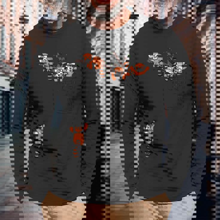 ポケットシリーズ かわいいレッサーパンダ くまの遊び 長袖tシャツ 長袖Tシャツ 高齢者への贈り物