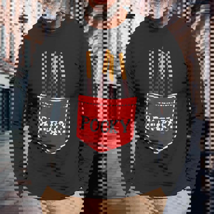 ポッキーポケット チョコレート ジャパン デザート 楽しいギフト 長袖Tシャツ 高齢者への贈り物