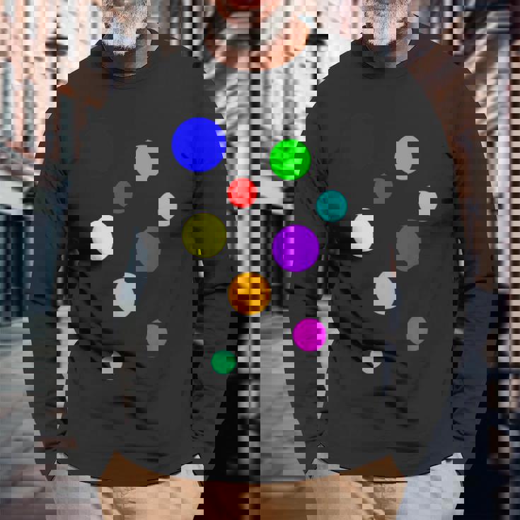 ポップ Dots カラフルドット 水玉【Pop】模様プリント アート おしゃれ 長袖Tシャツ 高齢者への贈り物