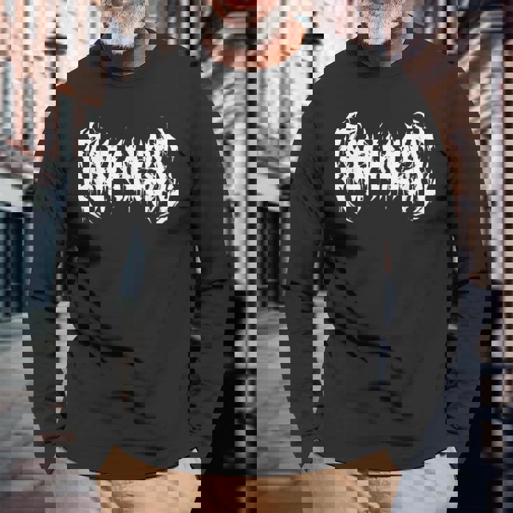 ポップミュージック。デスメタル、ゴシックブラックメタルバンド ファニーアイロニック 長袖Tシャツ 高齢者への贈り物