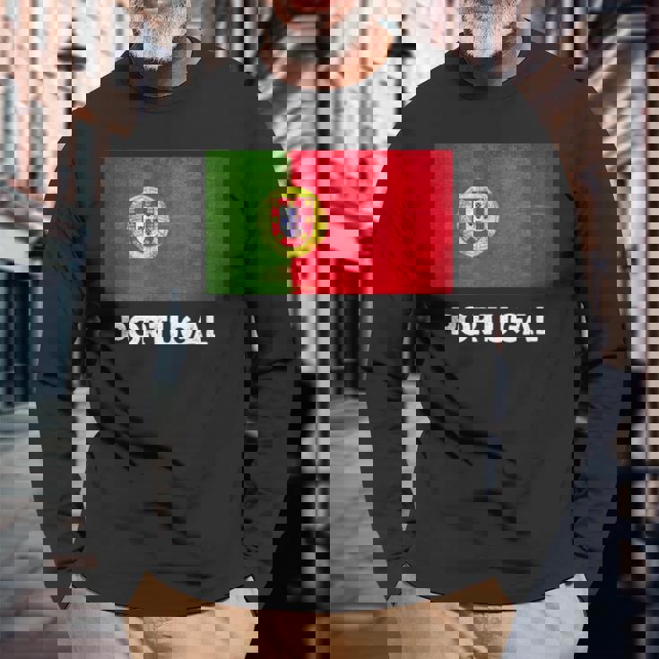 ポルトガル国旗tシャツ 長袖Tシャツ 高齢者への贈り物