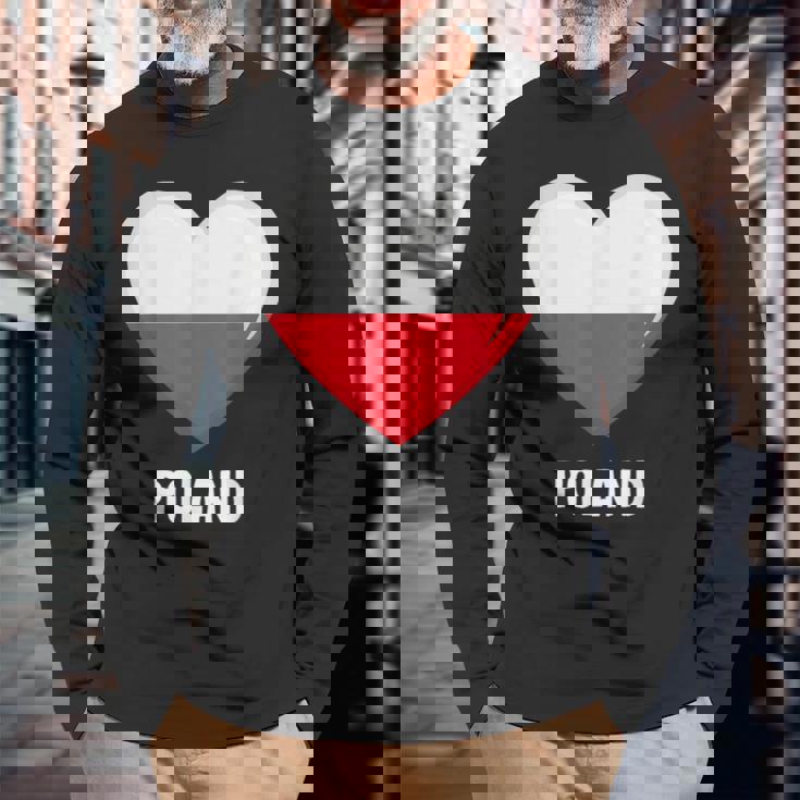 ポーランド国旗シャツ 長袖Tシャツ 高齢者への贈り物