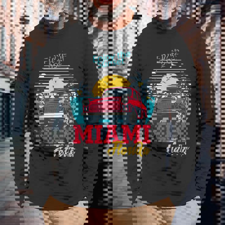 マイアミビーチtシャツ、マイアミ半袖グラフィックデザイン。 長袖Tシャツ 高齢者への贈り物
